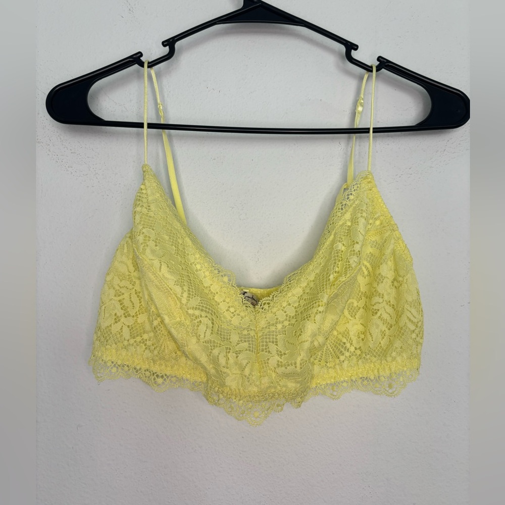 FREE PEOPLE INTIMATELY NEON YELLOW LACE BRALETTE SZ XL